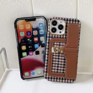 Wallet Crossbody Bag for iPhone 13 Case with Tether Strap Credit Card Holder 6.1 Inch, PU Leather Protective Handbag Zipper Wallet Holder Girl (Wine)