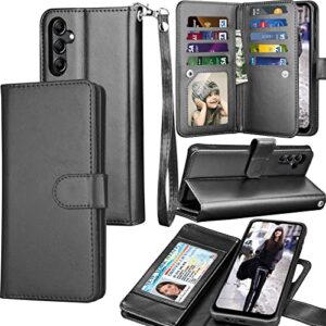 tekcoo galaxy a14 5g case, galaxy a14 5g wallet case, luxury pu leather cash credit card slots holder carrying folio flip cover [detachable magnetic hard case] kickstand for samsung a14 5g [black]