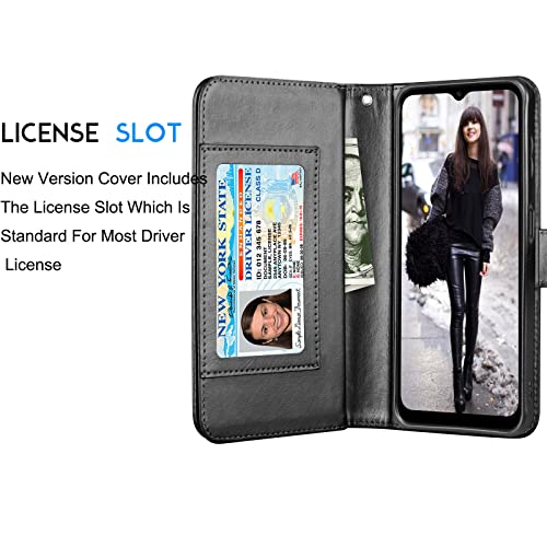 Tekcoo Galaxy A14 5G Case, Galaxy A14 5G Wallet Case, Luxury PU Leather Cash Credit Card Slots Holder Carrying Folio Flip Cover [Detachable Magnetic Hard Case] Kickstand for Samsung A14 5G [Black]