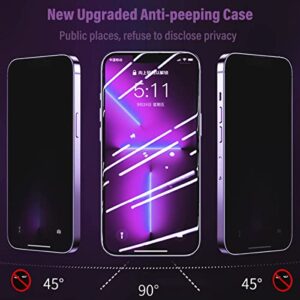 KumWum Privacy Screen Protector for iPhone 14 Pro Max Case Full Body Magnetic Buckle Metal Bumper Slim Thin Front and Back 360 Protection with Camera Lens Protector Cover - Purple