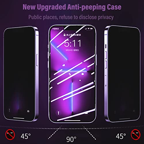 KumWum Privacy Screen Protector for iPhone 14 Pro Max Case Full Body Magnetic Buckle Metal Bumper Slim Thin Front and Back 360 Protection with Camera Lens Protector Cover - Purple