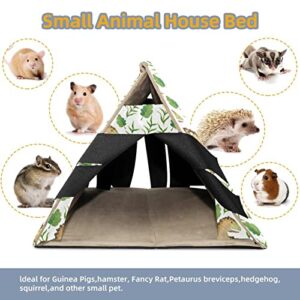 RATGDN Small Pet Hideout Dinosaur Leaves Pattern Hamster House Guinea Pig Playhouse for Dwarf Rabbits Hedgehogs Chinchillas