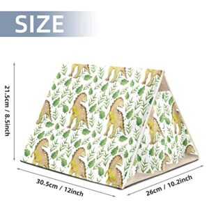 RATGDN Small Pet Hideout Dinosaur Leaves Pattern Hamster House Guinea Pig Playhouse for Dwarf Rabbits Hedgehogs Chinchillas