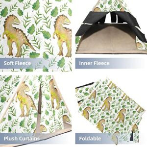 RATGDN Small Pet Hideout Dinosaur Leaves Pattern Hamster House Guinea Pig Playhouse for Dwarf Rabbits Hedgehogs Chinchillas