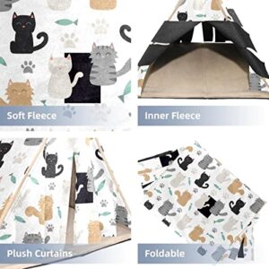 RATGDN Small Pet Hideout Funny Cats and Paws Pattern Hamster House Guinea Pig Playhouse for Dwarf Rabbits Hedgehogs Chinchillas