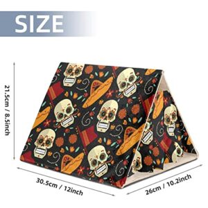 RATGDN Small Pet Hideout Dia De Muertos Sugar Skull Hamster House Guinea Pig Playhouse for Dwarf Rabbits Hedgehogs Chinchillas