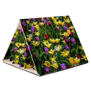 ratgdn small pet hideout colorful flower purple yellow tulip hamster house guinea pig playhouse for dwarf rabbits hedgehogs chinchillas