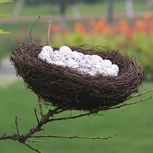 MAGICLULU 1 Set Artificial Birds Nest Handmade Easter Rattan Nest with Easter Eggs Country Style Simulation Twig Bird Nest