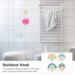 Cabilock 4Pcs Clouds Star Rainbow Storage Hooks Adhesive Wall Hooks Sundries Hooks Wall Mounted Key Coat Hat Hanger for Bathroom Living Room Bedroom