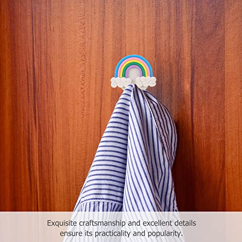 Cabilock 4Pcs Clouds Star Rainbow Storage Hooks Adhesive Wall Hooks Sundries Hooks Wall Mounted Key Coat Hat Hanger for Bathroom Living Room Bedroom