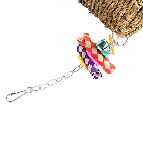 Parrot Grass Woven Tunnel Bird Chewing Relaxing Swing Bird Woven House Toy with Hole Birdcage Accessories for Cockatiel Budgie Hamster