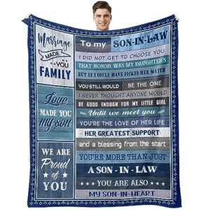 sqovulw son in law gifts from mother in law, gifts for son in law christmas blanket, gift ideas for son-in-law, best son in law gifts throw blanket 60x50 inch