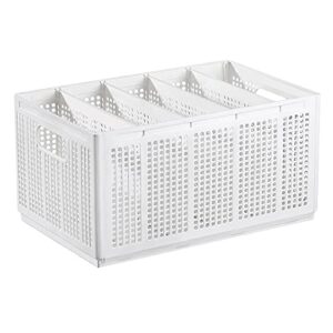 mililove 1 pack closet drawer organizer, with 4 dividers, x-large size 17.7 * 11.4 * 9.1” collapsible plastic closet storage basket bins cubes organizer with handles for robe t-shirt pants