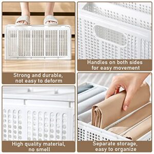 MILILOVE 1 Pack Closet Drawer Organizer, With 4 Dividers, X-Large Size 17.7 * 11.4 * 9.1” Collapsible Plastic Closet Storage Basket Bins Cubes Organizer with Handles for Robe T-Shirt Pants