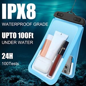 Yexiya 4 Double Space Waterproof Phone Pouch IPX8 Waterproof Phone Case Phone Water Protector Pouch Compatible with iPhone 14/13/12/11 Pro Max/Pro/8 Plus, Galaxy S22/S21/S20/S10/Note 20/10/9 Up to 7''