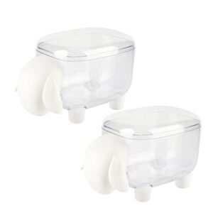 cute qtip holder dispenser, 2pcs cartoon sheep shape cotton swab storage box cotton balls holder bathroom vanity storage canister(white)