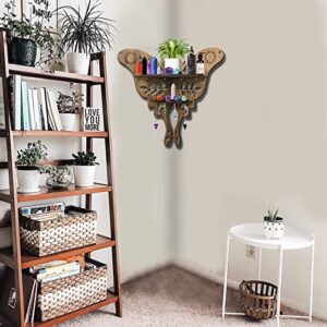 Corner Shelf Wall Mount - 2 Tier Large 17” Crystal Shelf Display - Moth Floating Shelves Wall Shelf - Boho Butterfly Moon & Star Design Spiritual Gift Zen Decor Yoga Corner Decor Home Bedroom Office