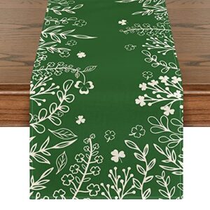 artoid mode green st. patrick's day table runner, spring holiday kitchen dining table decoration for indoor outdoor home party decor 13 x 72 inch
