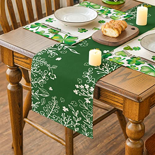 Artoid Mode Green St. Patrick's Day Table Runner, Spring Holiday Kitchen Dining Table Decoration for Indoor Outdoor Home Party Decor 13 x 72 Inch