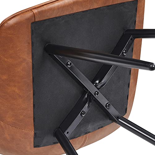 Topeakmart Set of 2 Dining Chairs Modern Tufted PU Leather Kitchen Chair with Cushioned Seat Backrest for Lounge Room Living Room, Brown