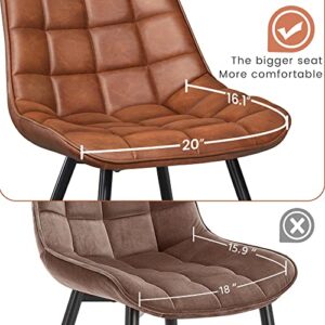 Topeakmart Set of 2 Dining Chairs Modern Tufted PU Leather Kitchen Chair with Cushioned Seat Backrest for Lounge Room Living Room, Brown