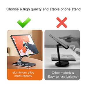 Cell Phone Stand 360° Rotation Phone stand Height Adjustable Cell phone Holder for Desk Foldable Aluminum Desktop Compatible with All Mobile Phones, iPhone 14,iPad,Tablet 4-12-Desk Accessories