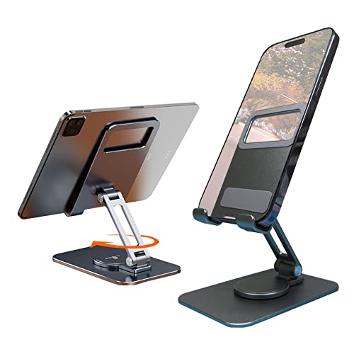 Cell Phone Stand 360° Rotation Phone stand Height Adjustable Cell phone Holder for Desk Foldable Aluminum Desktop Compatible with All Mobile Phones, iPhone 14,iPad,Tablet 4-12-Desk Accessories