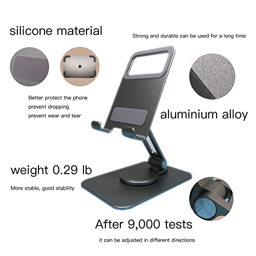 Cell Phone Stand 360° Rotation Phone stand Height Adjustable Cell phone Holder for Desk Foldable Aluminum Desktop Compatible with All Mobile Phones, iPhone 14,iPad,Tablet 4-12-Desk Accessories