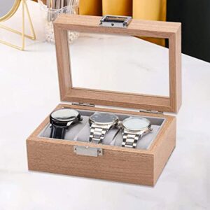 SXNBH 3 Slot Wooden Watch Display Cabinet Box and Lock Storage Rack Storage Box for Men and Women