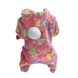 pet clothes hangers dog plush 4 leg wear buttons rainbow star dot printed warm winter hooded outerwear for small dogs