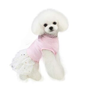 Dog Clothes for Medium Dogs Girl Dresses Lace Print Pet Jackets Fleece Sweater Warm Coats for Small Boy Girl Apparel Breathable Cat Rabbit Dress Pet Clothes