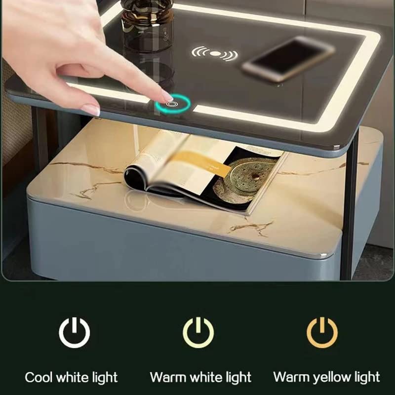 UXZDX Lampe Chevet Multifonctionnelle Casier Recharge Lumière Chambre Coucher Tables Chevet Intelligentes