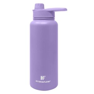 hydraflow hybrid - triple wall vacuum insulated water bottle with chug lid (34oz, periwinkle) stainless steel metal thermos, reusable leak proof bpa-free for sports and travel