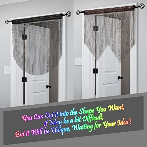 2 Pcs Door String Curtain Doorway Beads Curtains,Hanging Room Divider Beaded Decor Hippie Glitter Fringe Panel Closet Window Wall Backdrop Doors Sequin Sheer Boho Doors Tassel (2, Coffee, 39×79in)