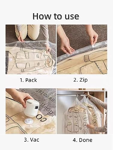 SunHorde Hanging Vacuum Storage Bags for Clothes 6 Pack Large Hanging Vacuum Sealed Bags, Hanging Space Saver Bags for Closet Organizer, Garment Cover Vacuum Sealer Bags for Travel