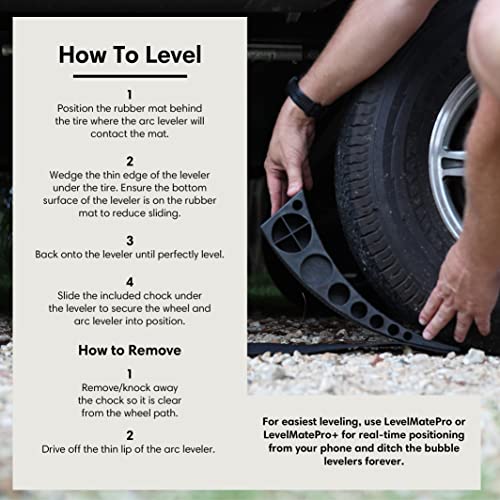 LogicBlue Technology Levelmate RV Leveling Bundle: LevelMatePRO+ Wireless System and Curved Ramps with Wheel Chocks and Grip Mats Get Accurate Leveling Information and Easily Level Your Vehicle