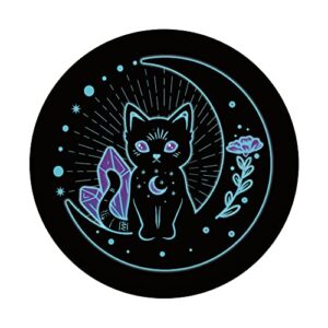 Mystical Witchy Black Cat Crystal Alchemy Pastel Goth Moon PopSockets Swappable PopGrip