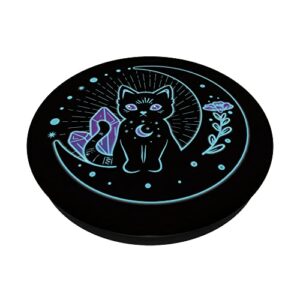 Mystical Witchy Black Cat Crystal Alchemy Pastel Goth Moon PopSockets Swappable PopGrip