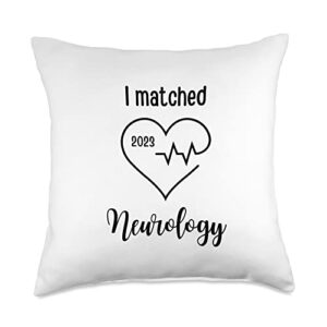 resident i matched match day tees neurology heart 2023 medical match day throw pillow, 18x18, multicolor