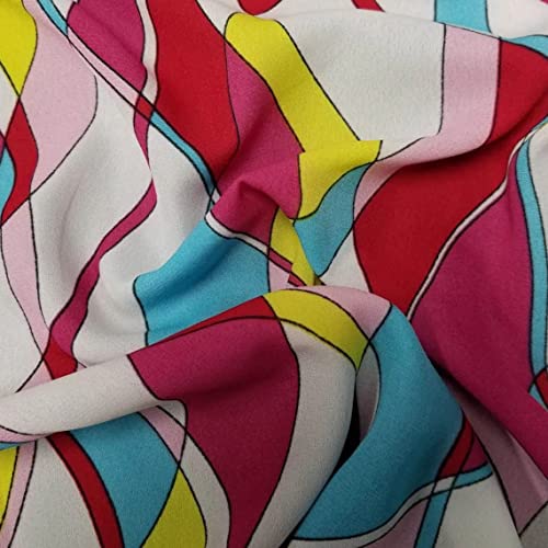 Texco Inc Wool Dobby Pattern/100% Polyester No Stretch Abstract Prints Woven Decoration Apparel Home/DIY Fabric, Turq Pink 3 Yards