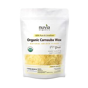 nuvia organics carnauba wax - usda certified, non-gmo, sustainably harvested plant based wax; 4oz