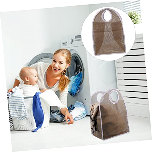 Sundry For Washing Shopping Collapsible Foldable Vegetable Handles with Laundry Home Travel Dirty Basket Holder Khaki Storage Mesh Bags Bag Handbag Organizer Clothes Hamper