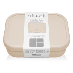 ali+oli leak proof bento box (coconut) food-grade silicone bento box, bpa, phthalate, lead, & pvc free - bento lunch box for kids and adults - leak resistant sets with lids container