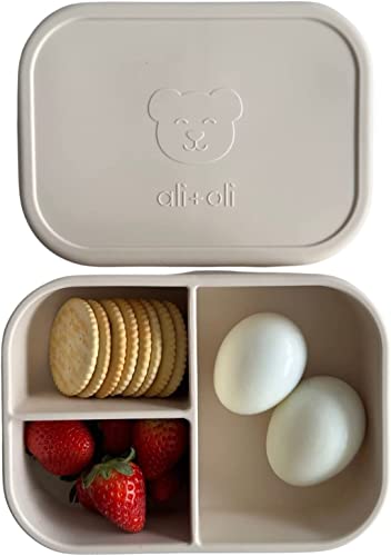 Ali+Oli Leak Proof Bento Box (Coconut) Food-Grade Silicone Bento Box, BPA, Phthalate, Lead, & PVC Free - Bento Lunch Box for Kids and Adults - Leak Resistant Sets With Lids Container