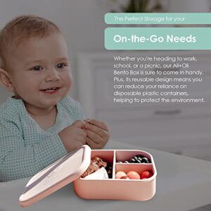 Ali+Oli Leak Proof Bento Box (Coconut) Food-Grade Silicone Bento Box, BPA, Phthalate, Lead, & PVC Free - Bento Lunch Box for Kids and Adults - Leak Resistant Sets With Lids Container