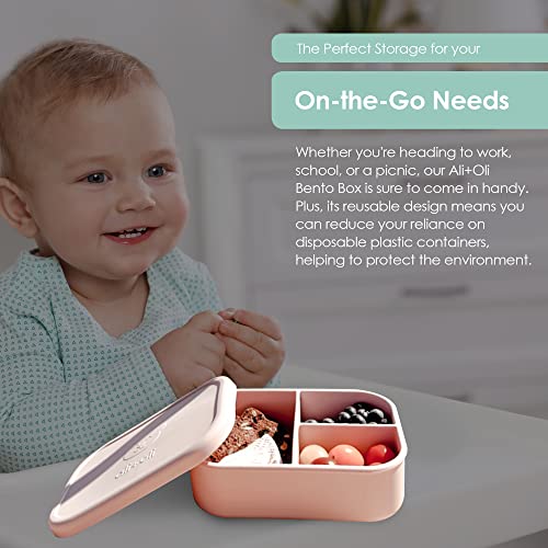 Ali+Oli Leak Proof Bento Box (Coconut) Food-Grade Silicone Bento Box, BPA, Phthalate, Lead, & PVC Free - Bento Lunch Box for Kids and Adults - Leak Resistant Sets With Lids Container