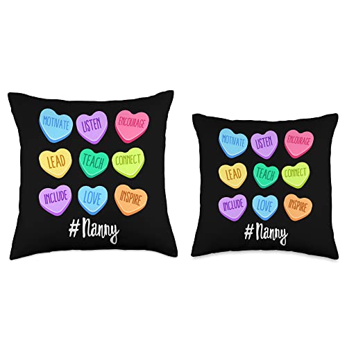 Valentine's Day Daycare Teacher Outfits Nanny Nanny Childcare Valentine's Day Pastel Candy Heart Throw Pillow, 16x16, Multicolor