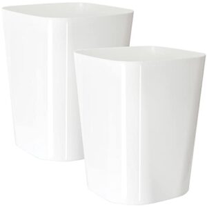 youngever 2 pack 1.5 gallon square trash can, plastic garbage container bin, small trash bin for home office, living room, study room, kitchen, bathroom (white)