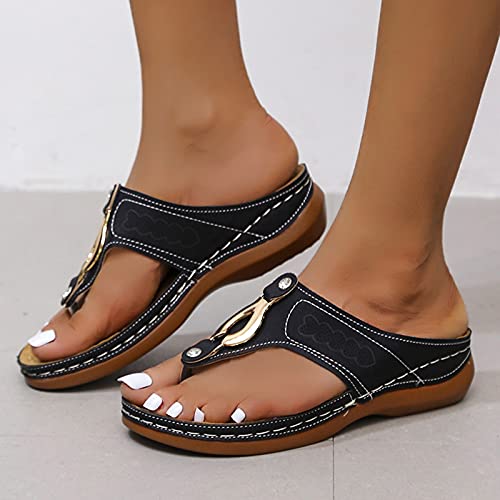 JMMSlmax Beach Sandals for Women Flip Flops for Women with Arch Support Cushion Summer Casual Work Party Wedge sandal Shoes