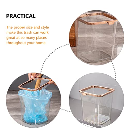 iplusmile Clear Acrylic Trash Can Square Wastebasket Large Garbage Bin Decorative Rubbish Can Wastepaper Container Bin for Bedroom Home Office